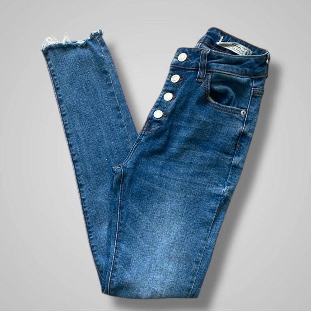 Fashion Nova Blue Distressed Skinny Jeans